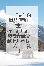 “麦”向燃梦 蓝焰 “童” 行：浦东消防与麦当劳献上儿童节“六一”礼
