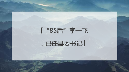 “85后”李一飞，已任县委书记