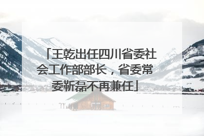王乾出任四川省委社会工作部部长，省委常委靳磊不再兼任