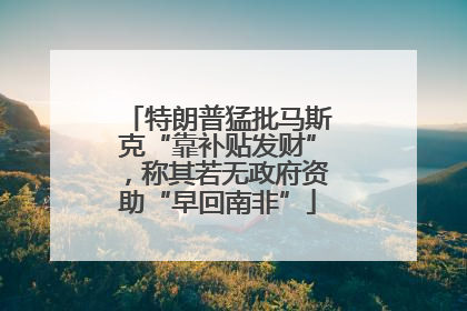 特朗普猛批马斯克“靠补贴发财”，称其若无政府资助“早回南非”