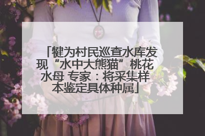 犍为村民巡查水库发现“水中大熊猫”桃花水母 专家：将采集样本鉴定具体种属