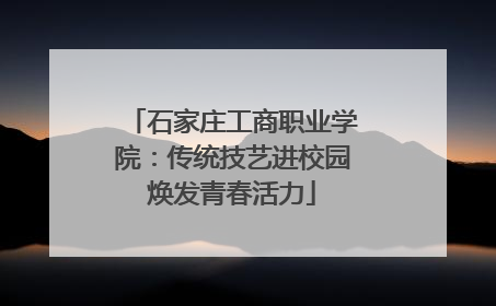 石家庄工商职业学院：传统技艺进校园焕发青春活力