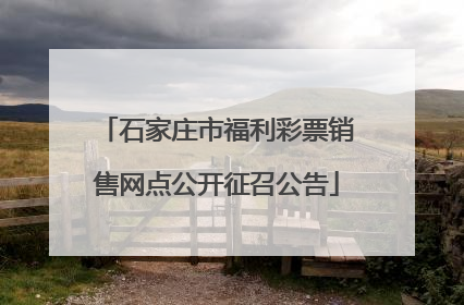 石家庄市福利彩票销售网点公开征召公告