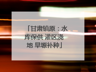 甘肃镇原：水库保供 灌区浇地 旱塬补种