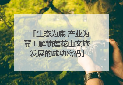 生态为底 产业为翼！解锁莲花山文旅发展的成功密码