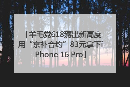 羊毛党618薅出新高度 用“京补合约”83元拿下iPhone 16 Pro