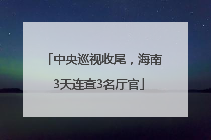 中央巡视收尾，海南3天连查3名厅官