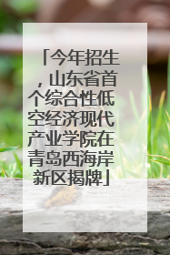 今年招生，山东省首个综合性低空经济现代产业学院在青岛西海岸新区揭牌