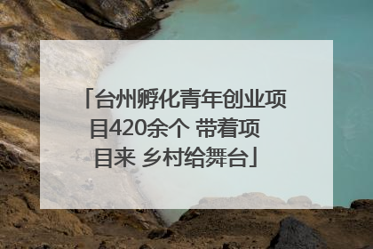 台州孵化青年创业项目420余个 带着项目来 乡村给舞台
