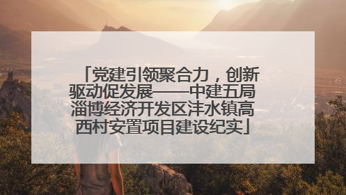 党建引领聚合力，创新驱动促发展——中建五局淄博经济开发区沣水镇高西村安置项目建设纪实