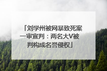 刘学州被网暴致死案一审宣判：两名大V被判构成名誉侵权