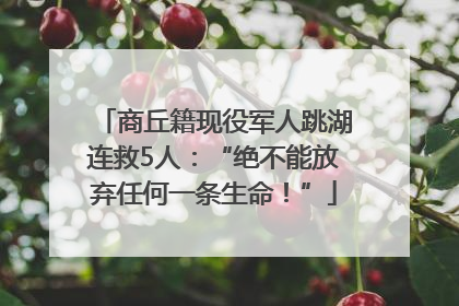 商丘籍现役军人跳湖连救5人：“绝不能放弃任何一条生命！”