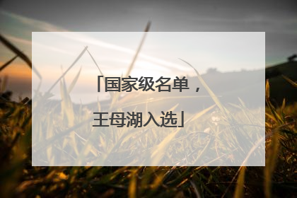 国家级名单，王母湖入选