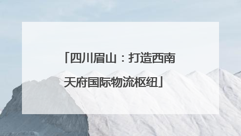 四川眉山：打造西南天府国际物流枢纽