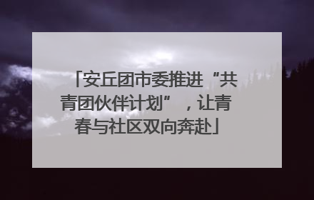 安丘团市委推进“共青团伙伴计划”，让青春与社区双向奔赴