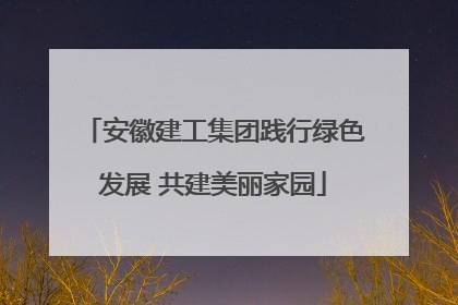 安徽建工集团践行绿色发展 共建美丽家园