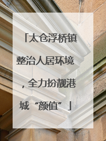 太仓浮桥镇整治人居环境，全力扮靓港城“颜值”