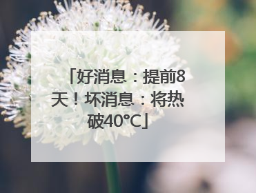 好消息：提前8天！坏消息：将热破40°C