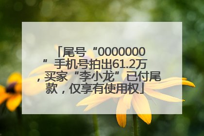 尾号“0000000”手机号拍出61.2万，买家“李小龙”已付尾款，仅享有使用权