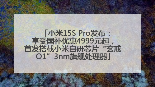 小米15S Pro发布：享受国补优惠4999元起，首发搭载小米自研芯片“玄戒O1”3nm旗舰处理器