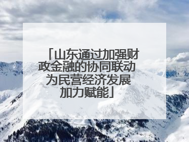 山东通过加强财政金融的协同联动 为民营经济发展加力赋能
