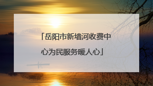 岳阳市新墙河收费中心为民服务暖人心