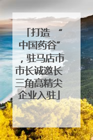 打造 “中国药谷”，驻马店市市长诚邀长三角高精尖企业入驻