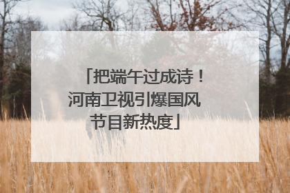 把端午过成诗！河南卫视引爆国风节目新热度