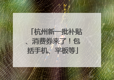 杭州新一批补贴、消费券来了！包括手机、平板等