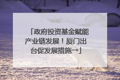 政府投资基金赋能产业链发展！厦门出台促发展措施→