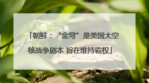 朝鲜：“金穹”是美国太空核战争剧本 旨在维持霸权