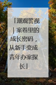 潮观警视｜案卷里的成长密码，从新手变成青年办案探长