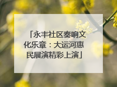 永丰社区奏响文化乐章：大运河惠民展演精彩上演