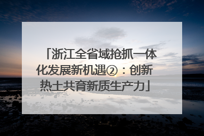 浙江全省域抢抓一体化发展新机遇②：创新热土共育新质生产力