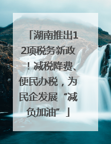 湖南推出12项税务新政！减税降费、便民办税，为民企发展“减负加油”