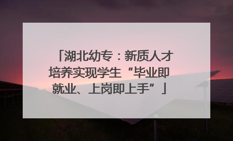 湖北幼专：新质人才培养实现学生“毕业即就业、上岗即上手”