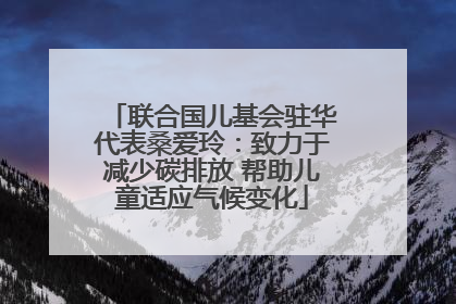 联合国儿基会驻华代表桑爱玲：致力于减少碳排放 帮助儿童适应气候变化