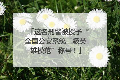 这名刑警被授予“全国公安系统二级英雄模范”称号！