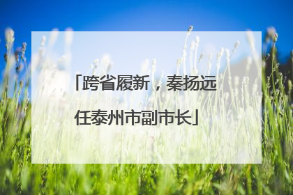 跨省履新，秦扬远任泰州市副市长