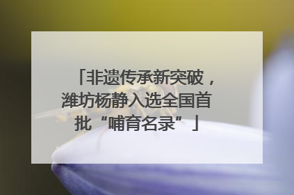 非遗传承新突破，潍坊杨静入选全国首批“哺育名录”