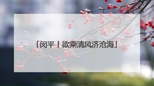 闵平丨欲乘清风济沧海