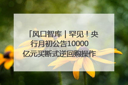 风口智库｜罕见！央行月初公告10000亿元买断式逆回购操作，什么信号？