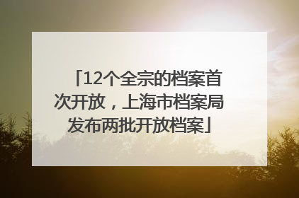 12个全宗的档案首次开放，上海市档案局发布两批开放档案
