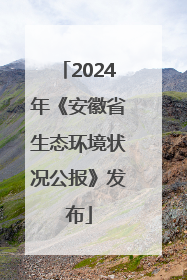 2024年《安徽省生态环境状况公报》发布