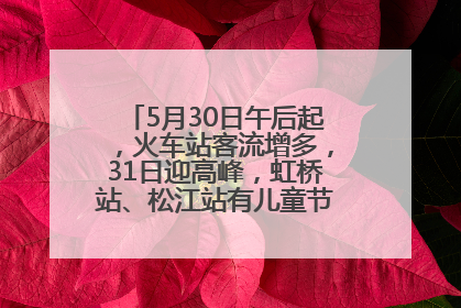 5月30日午后起，火车站客流增多，31日迎高峰，虹桥站、松江站有儿童节和端午亲子活动