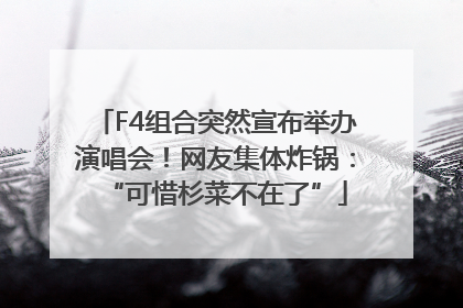F4组合突然宣布举办演唱会！网友集体炸锅：“可惜杉菜不在了”